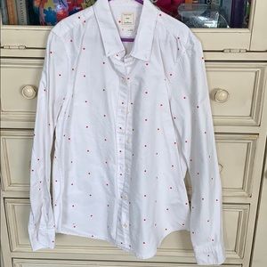 polka dot button down top